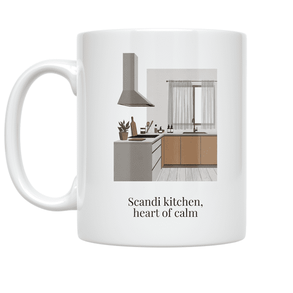 Scandi Kitchen Heart of Calm Design - Minimalist Kitchen Enthusiast - 11 oz Ceramic Coffee Mug