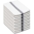 thumbnail image 1 of - Scandia Stripe 12 Pack Pure Cotton Professional Commercial Restaurant Grade Kitchen Dish Tea Towel Cloth Napkins Low Lint Sturdy Weave Reusable 16x28-30 Ounces Charcoal, 1 of 3