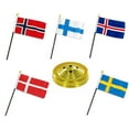 thumbnail image 1 of Scandinavia Scandinavian Countries 5 Flag Set 5 Flags 4"x6" Desk Set Gold Base, 1 of 1