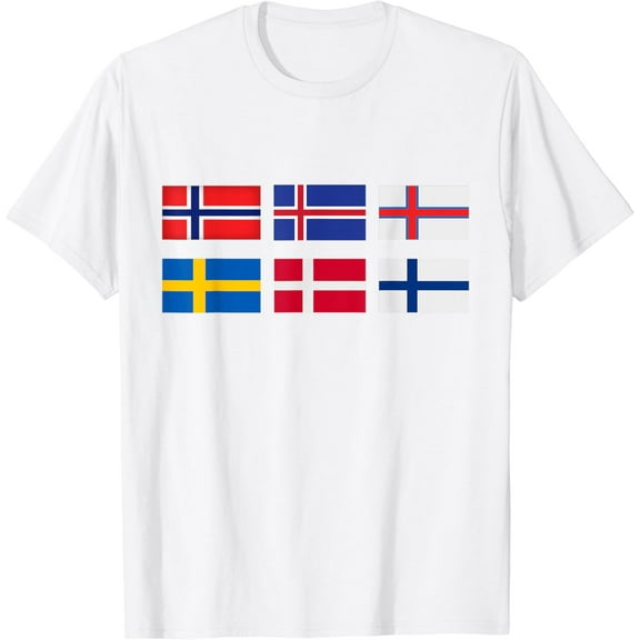 Scandinavia flag, the Nordic country's flag, Northern Europe T-Shirt100% cotton
