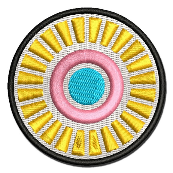 Scandinavian Abstract Sunflower Applique Multi-Color Embroidered Iron-On Patch - 2.0 Inch Mini