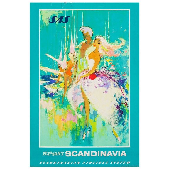 Scandinavian Airlines System - SAS - Pleasant - 1964 - Vintage Travel Poster (8x12Inches-US/CANOnly)