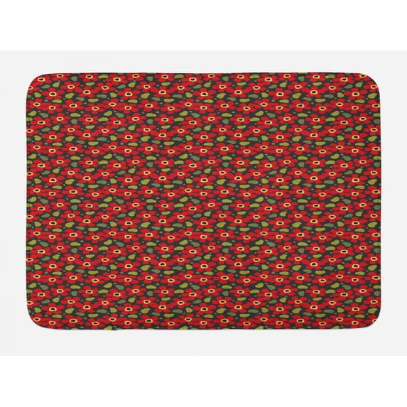Scandinavian Bath Mat, Ornamental Blossoming Flowers with Paint Marks Coming of the Spring Design, Plush Bathroom Decor Mat with Non Slip Backing, 29.5" X 17.5", Multicolor, by Ambesonne