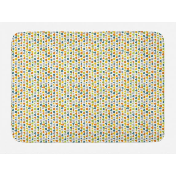 Scandinavian Bath Mat, Simplistic Pattern with Colorful Half Circles and Dots Ornamental Creative, Plush Bathroom Decor Mat with Non Slip Backing, 29.5" X 17.5", Multicolor, by Ambesonne