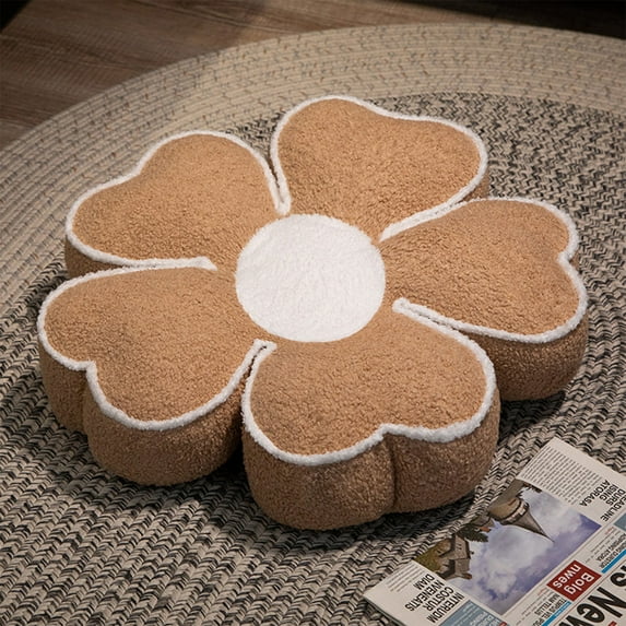 Scandinavian Cherry Blossom Pillow Petal Shaped Cushion Velvet Floor Pillow Seat Cushion Decorative Throw Pillow for Home Office Decor