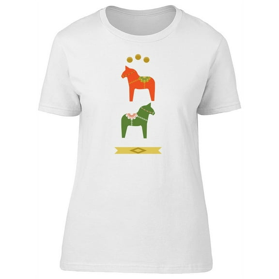 Scandinavian Christmas Horses T-Shirt Women -Image by Shutterstock, Female Small