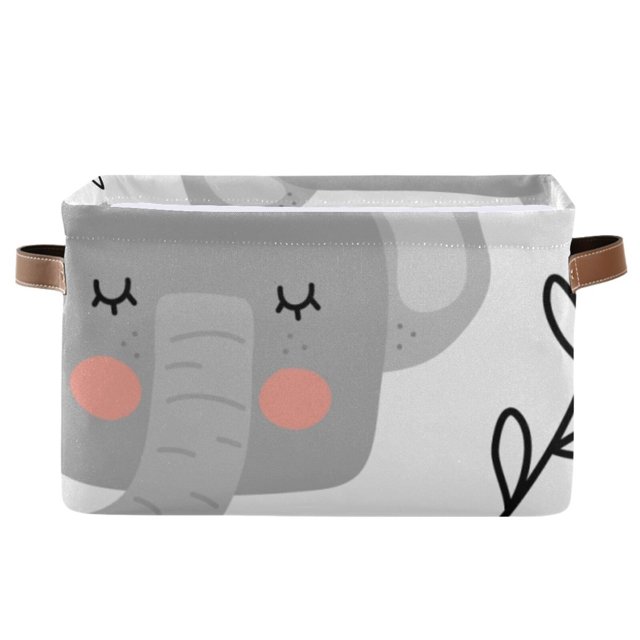 Scandinavian Elephant Storage Box, Fabric Cube Storage Box with Handle