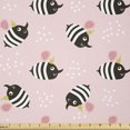 thumbnail image 1 of Scandinavian Fabric by The Yard, Cartoon Style Bees Pattern on Pastel Pink Toned Background with Dots, Stretch Knit Fabric for Clothing Sewing and Arts Crafts, 1 Yard, Pink Black, by Ambesonne, 1 of 1