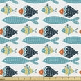 thumbnail image 1 of Ambesonne Scandinavian Fabric by the Yard Upholstery, Colorful Fish Pattern, 2 Yards, Multicolor, 1 of 4