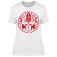 thumbnail image 1 of Scandinavian Folk Art Shiba Inu T-Shirt Women -Image by Shutterstock, Female Medium, 1 of 2
