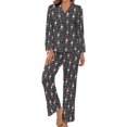 Scandinavian Gnomes in Red Hats Women's Pajamas Set Button Down