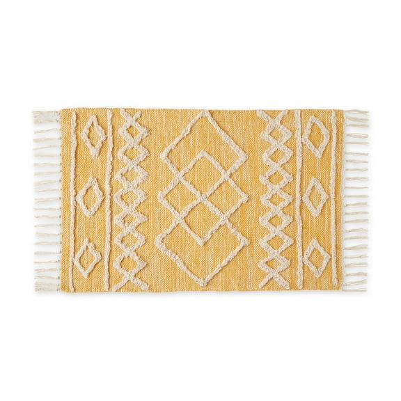 Scandinavian Honey Gold Printed Hand-Loomed Shag Rug 2x3 Ft