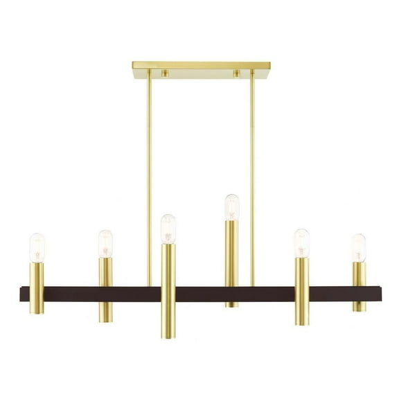 Scandinavian Mid Century Modern 6 Light Small Chandelier-Satin Brass/Bronze Finish Bailey Street Home 218-Bel-4188580