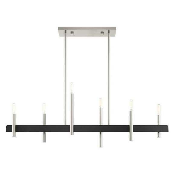 Scandinavian Mid Century Modern Six Light Chandelier-Brushed Nickel Finish Bailey Street Home 218-Bel-4188547