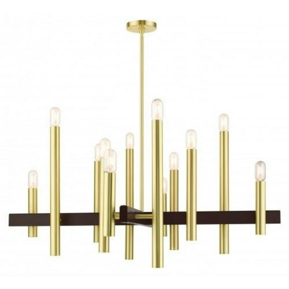 Scandinavian Mid Century Modern6 Light Small Chandelier-Satin Brass Finish Bailey Street Home 218-Bel-4363014