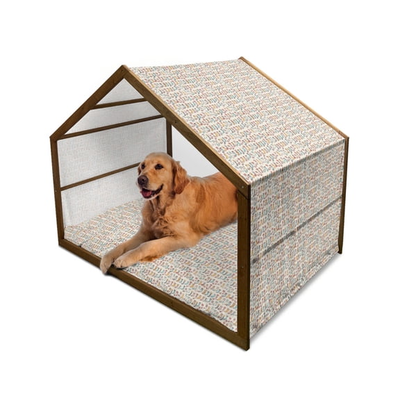 Scandinavian Pet House, Doodle Socks Pattern with Colorful Old Christmas Tradition Illustration, Outdoor & Indoor Portable Dog Kennel with Pillow and Cover, 5 Sizes, Multicolor, by Ambesonne