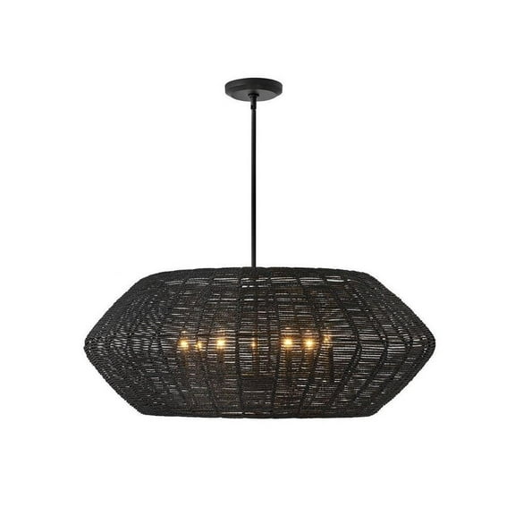 Scandinavian Seven Light Chandelier-Black Finish-Black  Shade Color Bailey Street Home 81-Bel-4442284