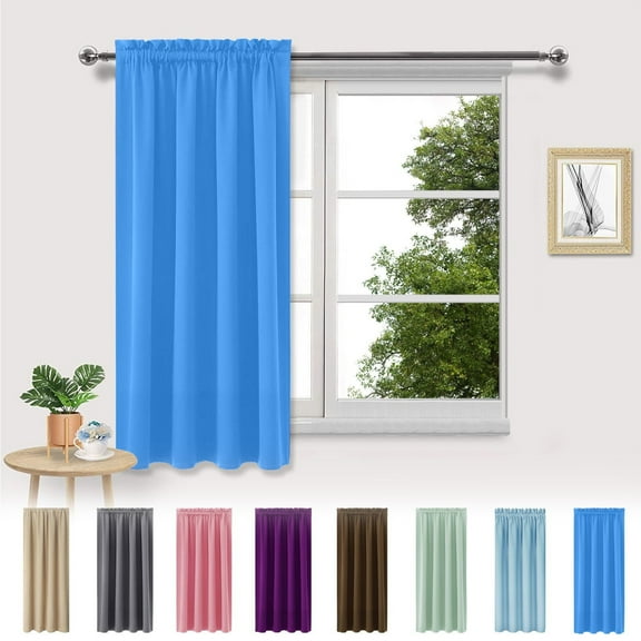 Scandinavian Silk Curtains | Solid Color Heat Insulation Blackout Panel for Bedroom Kitchen | Energy Saving, Noise Reducing, Easy Install, Single Curtain