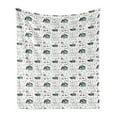 thumbnail image 1 of Scandinavian Soft Flannel Fleece Blanket, Pure Breed Dogs Pattern Yorkshire Terrier Poodle Monochrome Geometric Shapes, Cozy Plush for Indoor and Outdoor Use, 50" x 60", Multicolor, by Ambesonne, 1 of 6