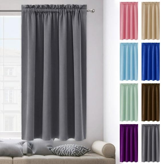 Scandinavian Solid Color Silk Curtains | Heat Insulation | Energy Saving | Soundproof Blackout | Bedroom or Kitchen Use | Easy Install | 1 Panel | Room Darkening Drapes