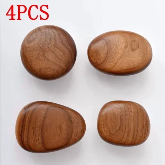 Scandinavian Solid Wood Handle Clothes Hook Coat Hook Wall-mounted Hook Punch-free Door Clothes Hanger Pebble Shape Cabinet Door
