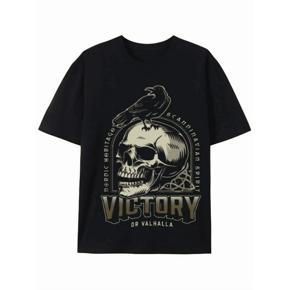 Scandinavian Spirit: Victory Or Valhalla Raven Skull T-shirt