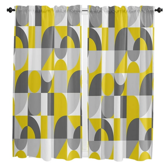 Scandinavian Style Abstract Color Curtain Home Decoration Living Room Short Curtains Window Treatments For Kitchen Bedroom