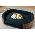 thumbnail image 1 of Dog Beds Scandinavian style Elevated Dog Bed Pet Sofa With Solid Wood legs and Walnut Bent Wood Back, Cashmere Cushion,Large Size,Cat Beds, 1 of 11