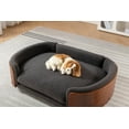 thumbnail image 1 of Dog Beds Scandinavian style Elevated Dog Bed Pet Sofa With Solid Wood legs and Walnut Bent Wood Back, Cashmere Cushion,Large Size,Cat Beds, 1 of 1