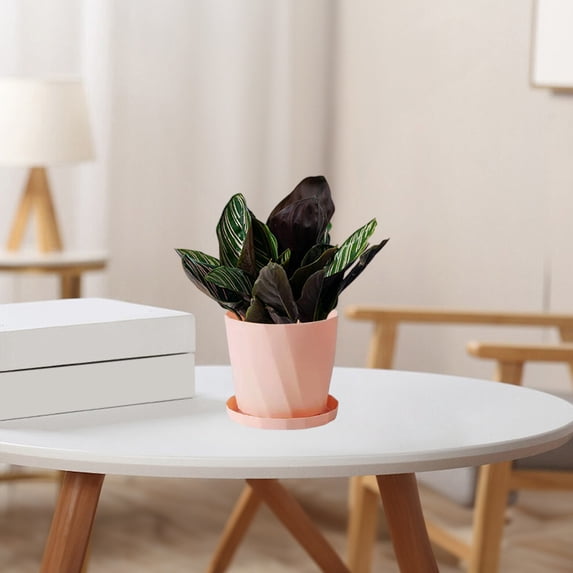 Scandinavian Style Resin Flower Pot, Thickened Imitation Ceramic Large Planter With Drainage Tray, Durable Long Lasting Build For Indoor Home Plants And Stylish Modern Decoration