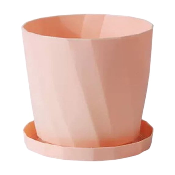 Scandinavian Style Resin Flower Pot with Tray Thickened Plastic Planter for Foliage Plants Large 8 Inch Pink