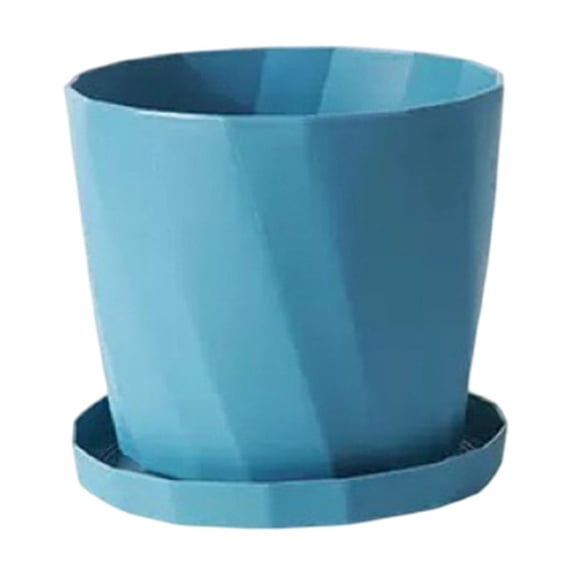 Scandinavian Style Resin Flower Pot with Tray Thickened Plastic Planter for Foliage Plants Small 5.5 Inch Blue