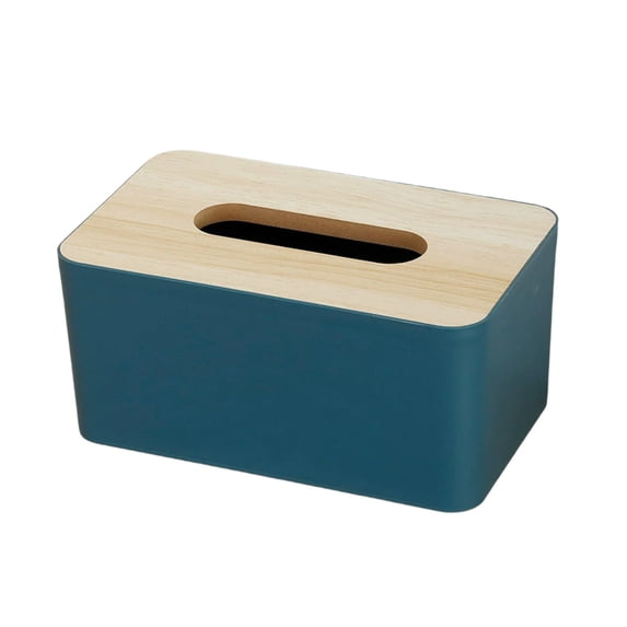 Scandinavian Tissue Box - Plastic Cover, Large Capacity Holder for Living Room, Office Desk, Coffee Table, & Bathroom Vanity - Clean & Tidy Design with Easy Tissue Access Blue