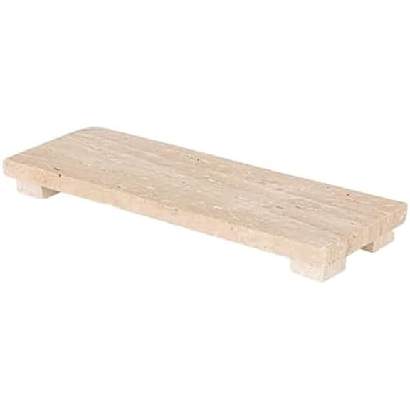 Scandinavian Travertine Footed Charcuterie Board, Beige