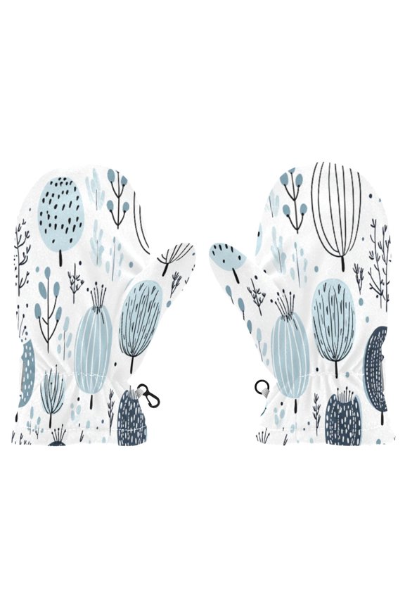 Scandinavian Tree Motif Witch Cauldron Pattern Cold Weather Mittens Cozy Gloves with Adjustable Fit Perfect for Outdoor Fun