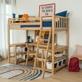 thumbnail image 1 of Scandinavian Twin Loft Bed with Wraparound Desk & Shelves, Blonde, 1 of 10