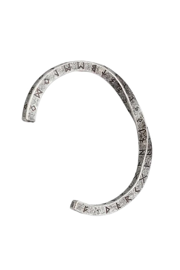 Scandinavian Twist Letter Elegant Runes Twist Cuff in Stainless Steel for Men Women