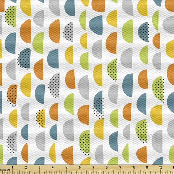 Ambesonne Scandinavian Fabric by the Yard Upholstery, Ornamental Creative, 2 Yards, Multicolor