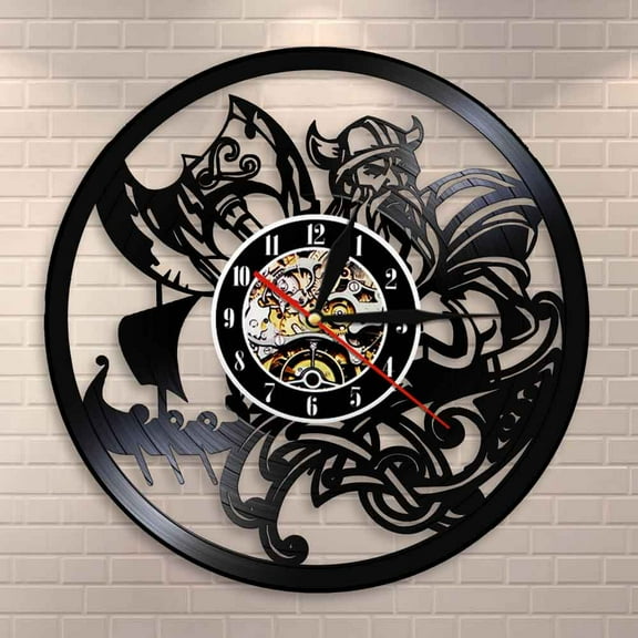 Scandinavian Viking Pray Odin Asgard Valhalla Medieval Viking Wall Clock Thor Ragnarok Nordic Runes Nordland Axe Wall Clock