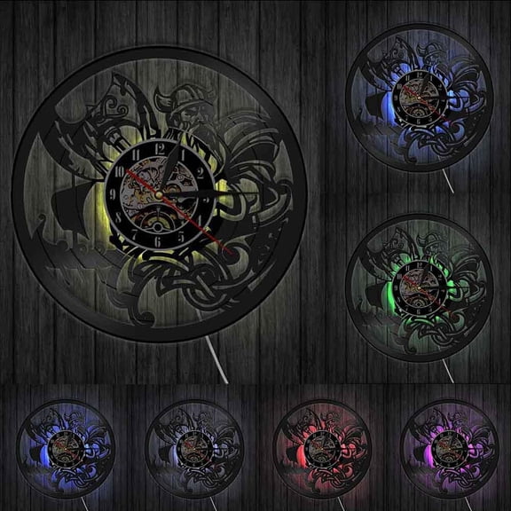 Scandinavian Viking Pray Odin Asgard Valhalla Medieval Viking Wall Clock Thor Ragnarok Nordic Runes Nordland Axe Wall Clock