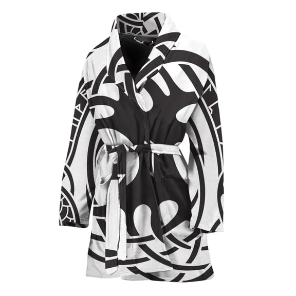 Scandinavian Yggdrasil Women Bathrobe One Size Univeral Fits, Tree Of Life Fashion Lightweight Plush Fleece Long Robe For Women