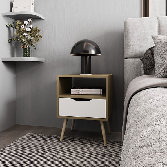 Scandinavian-inspired Design / Bedroom Nightstand with Open Shelf / Combine Function and Aesthetics