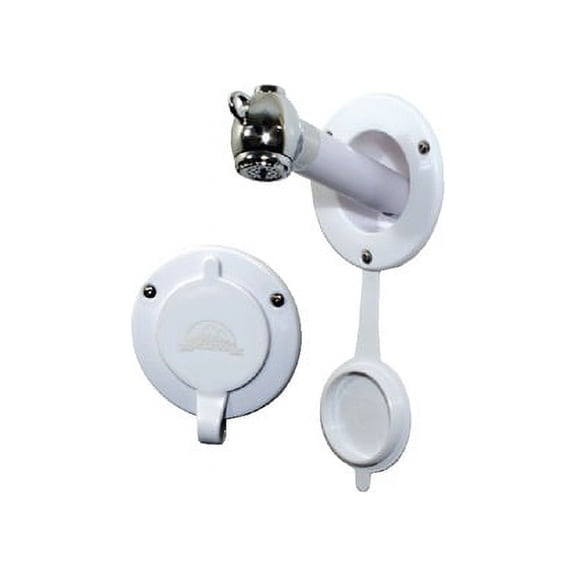 Scandvik 10750 Recessed Transom Shower for Vertical Installation with 6' White Nylon Hose