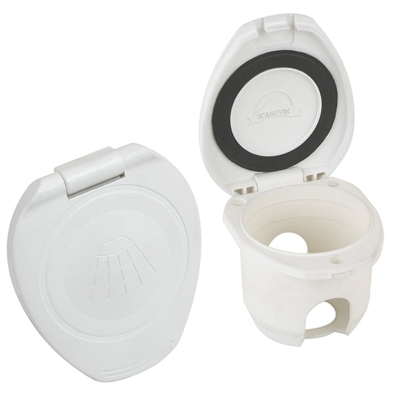 Scandvik 12104P; Cap Cup Single White Hinged Recessed Mount