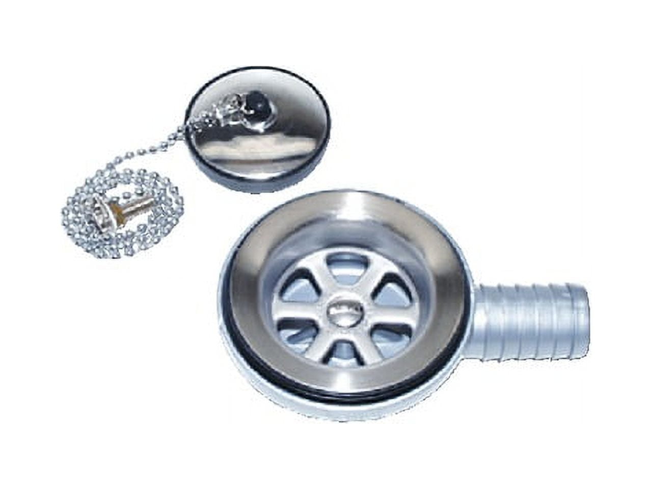 Scandvik Stainless Steel Low Profile Drain Stopper with Chain