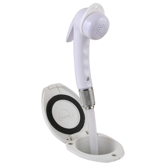 Scandvik Recessed Shower System with 6' Hose - White, Euro Trigger Sprayer, Wall Mount, Bathroom Shower Fixture