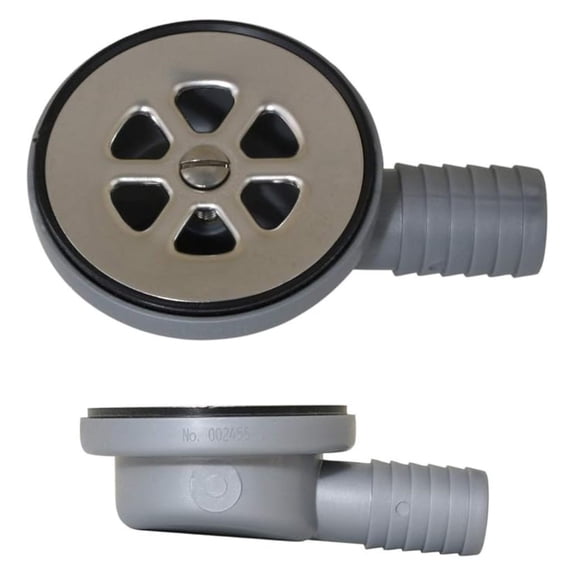 Scandvik Shower Drain - 1 Inch Outlet - Marine Grade Low Profile Elbow Drain for Boat Cockpit & Shower - Gray Durable Plastic