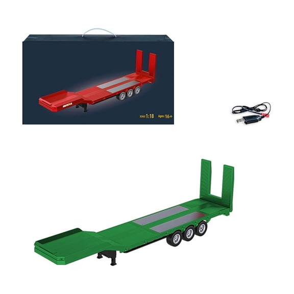 Scania 1:18 Scale Flatbed Semi-Trailer for 770S RC Tractor Truck, 2.4GHz Remote Control Hauler Accessory with Powered Landing Gear & Tailgate, Hobby Grade RC Trailer for Adults, Green