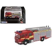 Scania Pump Ladder Fire Engine Surrey Fire and Rescue Red with Yellow Stripes 1/148 N Scale Diecast Model Car by Oxford Diecast