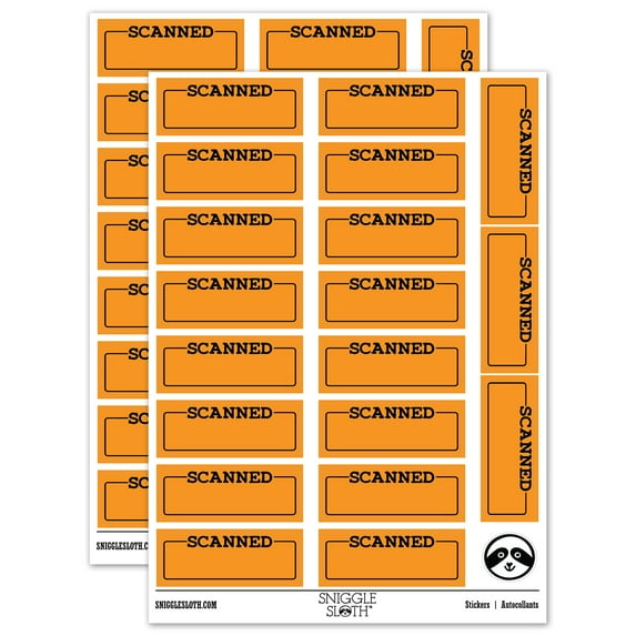 Scanned Blank Box for Date Signature Document Sticker Set - Orange - Gloss Finish - 2.00" Large